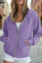 Load image into Gallery viewer, Women’s Zip Up Crop Sweatshirt – Fleece Lined Casual Hoodie
