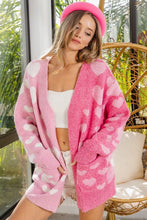 Load image into Gallery viewer, BiBi Heart Color Block V-Beck Knit Cardigan with Pockets
