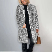 Load image into Gallery viewer, Leopard Print Plush Jacket — Cozy Loose-Fit Mid-Length Outwear
