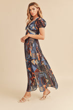 Load image into Gallery viewer, Lace Detail Slit Geometric Print Short Sleeve Comfortable Maxi Dress For Women, Elegant Lace, Alluring Slit, Sophisticated Geometric Print for Casual &amp; Dressy Occasions

