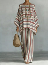 Load image into Gallery viewer, Floral Print Bamboo Linen Two-Piece Set with Wide-Leg Pants
