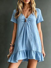 Load image into Gallery viewer, Women's V-Neck Short-Sleeve Midi Dress – Ice Silk Crepe Loose Casual

