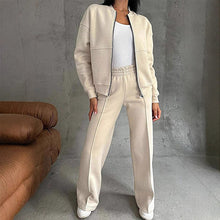 Load image into Gallery viewer, Women’s 2-Piece Zip-Up Sweatsuit Set — Jacket &amp; Wide-Leg Sweatpants
