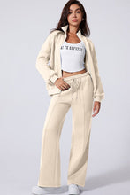 Load image into Gallery viewer, Solid Zip-Up Jacket and Drawstring Pants Set
