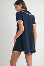 Load image into Gallery viewer, Ruffle Trimmed Collar Fine Knit Mini Dress For Women – Ruffle Mini Dress, Fine Knit Dress, Collar Dress, Feminine Mini Dress, Chic Knit Dress
