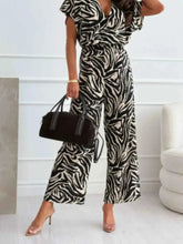 Load image into Gallery viewer, Leopard Print Short Sleeve : Wide Leg Jumpsuit
