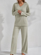 Load image into Gallery viewer, Women’s Ribbed Long Sleeve Top and Pants Loungewear Set
