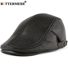 Load image into Gallery viewer, Men Beret Hat Real Leather Flat Cap
