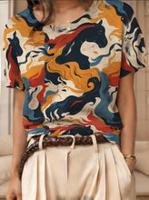 Load image into Gallery viewer, Women's Retro Short-Sleeve Jacquard Knit Top

