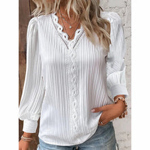 Load image into Gallery viewer, Women’s Lace-Trim V-Neck Blouse
