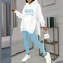 Load image into Gallery viewer, Casual 2-Piece Set Solid Color Leggings &amp; Letter Print Hooded Sweatshirt
