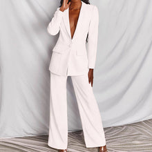 Load image into Gallery viewer, Lapel Button-Down Blazer &amp; Straight-Leg Trousers Suit
