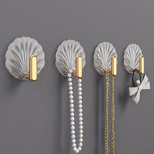 Load image into Gallery viewer, 8pcs Self Adhesive Hook Decorative Hanger On Door Wall Adhesive Key Hanger Bathroom Towels Rack Cabinet Organizer Clothes Hanger Sea Shell Deluxe Shower Hooks Shaped Fun Design
