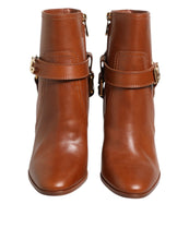 Load image into Gallery viewer, Dolce &amp; Gabbana Brown Leather DG Logo Buckle Ankle Boots Shoes
