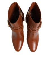 Load image into Gallery viewer, Dolce &amp; Gabbana Brown Leather DG Logo Buckle Ankle Boots Shoes
