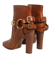 Load image into Gallery viewer, Dolce &amp; Gabbana Brown Leather DG Logo Buckle Ankle Boots Shoes
