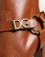 Load image into Gallery viewer, Dolce &amp; Gabbana Brown Leather DG Logo Buckle Ankle Boots Shoes
