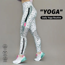 Load image into Gallery viewer, High-Elastic Printed Yoga Leggings – High Waist Tummy Control Fitness Pants
