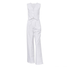 Load image into Gallery viewer, Women’s V‑Neck Button‑Front Vest &amp; High‑Waist Pants Set
