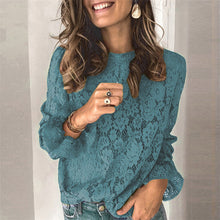 Load image into Gallery viewer, Women's Long-Sleeve Hollow Lace Splicing Top
