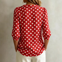 Load image into Gallery viewer, Women's Retro Polka Dot Three-Quarter Sleeve Loose Cardigan Shirt
