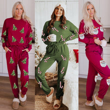 Load image into Gallery viewer, Women’s Christmas Sequin Two-Piece Set | Long Sleeve Top &amp; Pants
