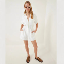 Load image into Gallery viewer, Women's Cotton Linen Loose-Fit Workwear Jumpsuit With Pockets
