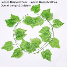 Load image into Gallery viewer, 90cm Artificial Green Hanging Ivy Leaves Radish Seaweed Grape Fake Flowers Vine Home Garden Wall Party Decoration Fake Hanging Fake Ivy Vine for Wall House Room Indoor Outdoor Decoration
