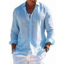 Load image into Gallery viewer, Men's Long Sleeve Shirt Casual Loose Lapel Button Top Solid Color Plus Size Blouse Clothing
