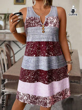 Load image into Gallery viewer, Plus Size Striped Tank Top &amp; Skirt Set
