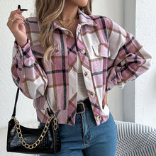 Load image into Gallery viewer, Plaid Shacket – Women’s Long-Sleeve Button-Down Shirt Jacket
