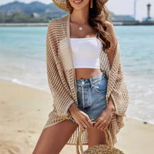 Load image into Gallery viewer, Women's Hollow-Out Shawl Cardigan – Batwing Sleeve Sun-Protective Cover-Up
