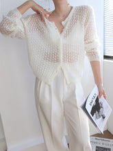 Load image into Gallery viewer, Women’s Mohair Crochet Knit Cardigan
