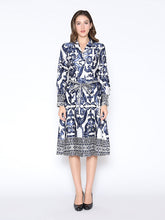 Load image into Gallery viewer, Floral Long Sleeve Lapel Collar Tie Belt Dress - Gracia D36953

