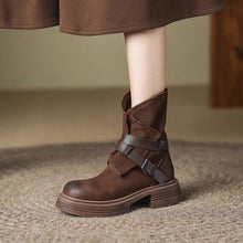 Load image into Gallery viewer, Women’s Brown Retro British-Style Ankle Boots | Autumn Winter Boots
