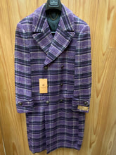 Load image into Gallery viewer, Veno Giovanni CB-11 Purple Windowpane Double breasted 100% Wool Overcoat/Topcoat
