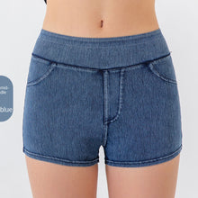 Load image into Gallery viewer, Denim-Look High-Waist Hip-Lifting Yoga Shorts – Slimming Tummy Control Fitness Shorts
