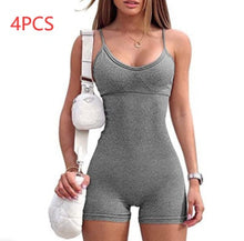 Load image into Gallery viewer, Spaghetti Strap Shorts Jumpsuit Sports Yoga Workout Tight Romper Women Fashion Fitness Sportwear
