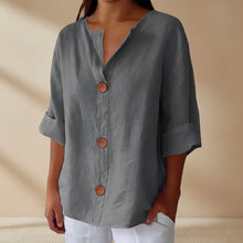 Load image into Gallery viewer, Women's V-Neck Buttoned Blouse
