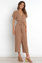 Load image into Gallery viewer, Women's V-Neck Cropped Wide-Leg Knit Jumpsuit
