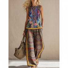 Load image into Gallery viewer, Printed Retro Sleeveless Top &amp; Wide-Leg Pants Set | 12 Prints S–5XL
