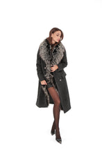 Load image into Gallery viewer, Genuine Silver Fox Cashmere Blend Coat
