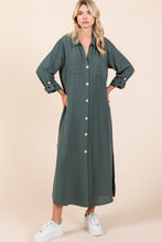Load image into Gallery viewer, Airflow V-Neck Long Sleeve Button Down Maxi Dress For Women, Casual, Elegant and Versatile Maxi Dress with Button Detail and Slit for Effortless Style
