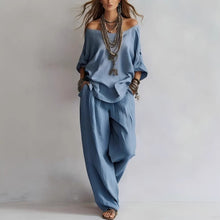 Load image into Gallery viewer, Women's Off-Shoulder Top &amp; Wide-Leg Pants Set
