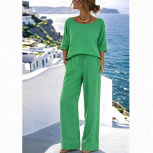 Load image into Gallery viewer, Women's Resort Set – Short Sleeve Top &amp; Wide-Leg Pants
