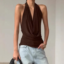Load image into Gallery viewer, Designer Knitted Backless Boat-Neck Top Women’s Clothing

