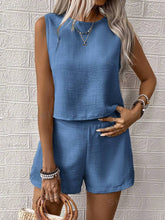 Load image into Gallery viewer, Women's Solid Color Sleeveless Vest &amp; Shorts Set
