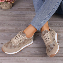Load image into Gallery viewer, Floral Print Lace-Up Sneakers – Comfortable Canvas Shoes
