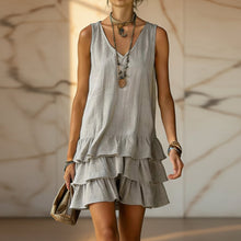 Load image into Gallery viewer, V-Neck Sleeveless Tiered Ruffle Mini Dress
