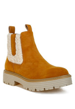 Load image into Gallery viewer, Mothman Faux Fur Detail Chunky Ankle Boots
